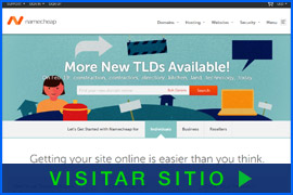 Imagen de pantalla de la página inicial del alojamiento Namecheap. Haga clic en la imagen para visitar el sitio.
