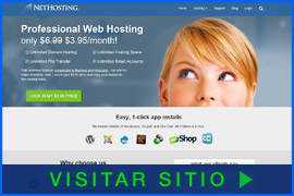 Imagen de pantalla de la página principal de NetHosting. Haga clic en la imagen para visitar el sitio.