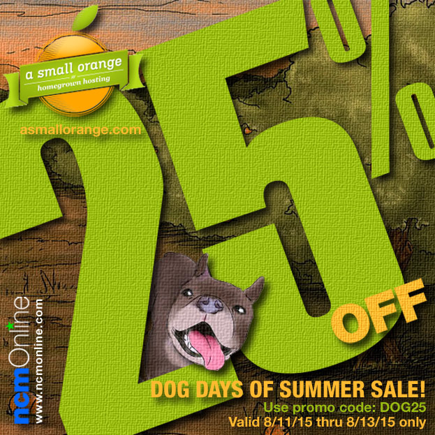 A Small Orange Dog Days of Summer Flash Sale Coupon Code.