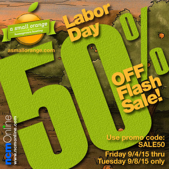 A Small Orange Labor Day Flash Sale Coupon Code.