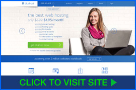 Screenshot of Bluehost homepage. Click image to visit site.