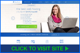 Captura de pantalla de Bluehost homepage. Click image to visit site.