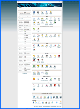 cPanel control panel. Haga clic para ampliar.