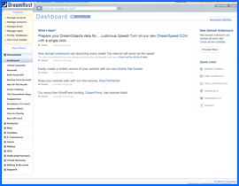 DreamHost proprietary control panel. Haga clic para ampliar.