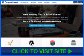 Captura de pantalla de DreamHost homepage. Click image to visit site.