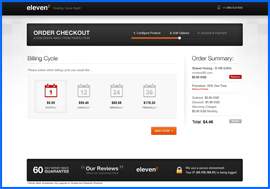 Screenshot of Eleven2 Billing Cycle selection page. Click to enlarge.
