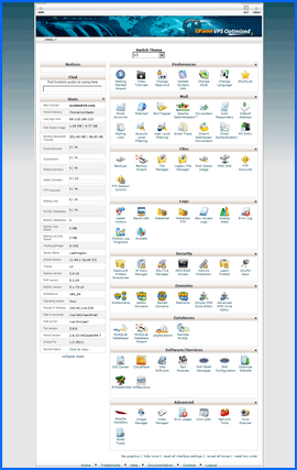 Imagen de pantalla del cPanel de Eleven2. Haga clic para ampliar.