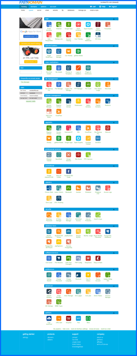 Imagen de pantalla del panel de control cPanel de FastDomain. Haga clic para ampliar.