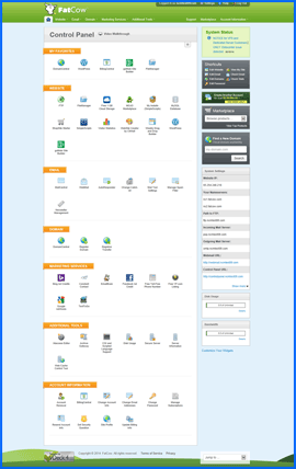 Captura de pantalla de FatCow vDeck 4 Control Panel. Click to  enlarge.