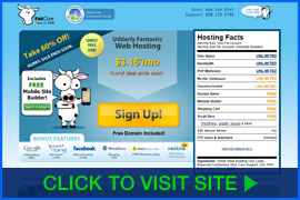 Captura de pantalla de FatCow homepage. Click image to visit site.