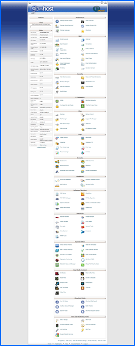 Imagen de pantalla del cPanel de GlowHost. Haga clic para ampliar.