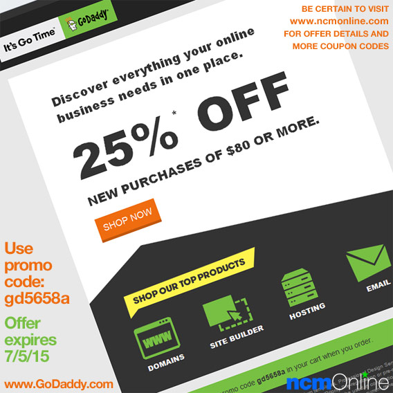 GoDaddy 25% Off Coupon Code.