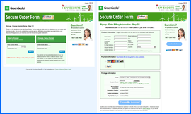 Screenshot of GreenGeeks 2-step order process. Click to enlarge.