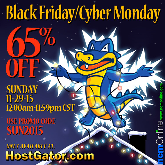 Click to save 65% on HostGator web hosting plans.