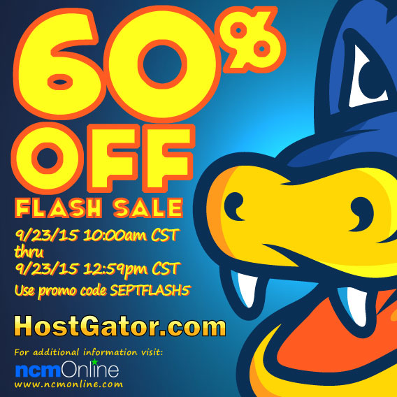 60% flash sale discount on dot com and dot net domain names, web hosting plans, and WordPress hosting