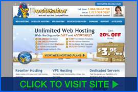 Captura de pantalla de HostGator homepage. Click image to visit site.