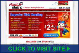 Screenshot of HostMetro homepage. Click image to visit site.