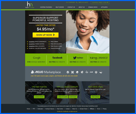 Captura de pantalla de HostMonster homepage. Haga clic para ampliar.