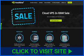 Screenshot of HostNine homepage. Click image to visit site.