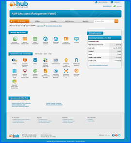 Captura de pantalla de Hub AMP (Account Management Panel). Click to  enlarge.