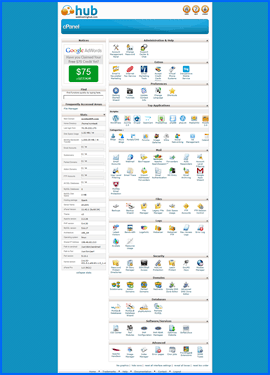 Captura de pantalla de Hub cPanel control panel. Haga clic para ampliar.