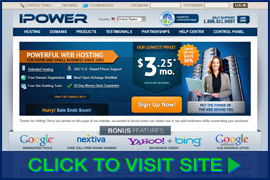 Captura de pantalla de IPOWER homepage. Click image to visit site.