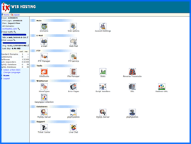 Captura de pantalla de IX Web Hosting control panel. Haga clic para ampliar.