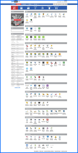 Captura de pantalla de Just Host cPanel control panel. Haga clic para ampliar.