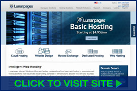 Screenshot of Lunarpages homepage. Click image to visit site.