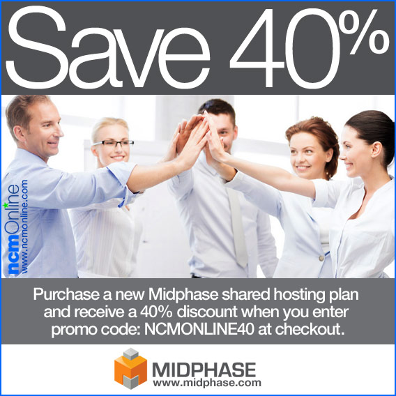 Click for 40% off Midphase shared hosting plans.