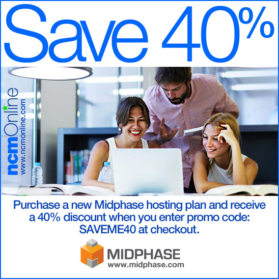 Click for 40% off Midphase web hosting plans.