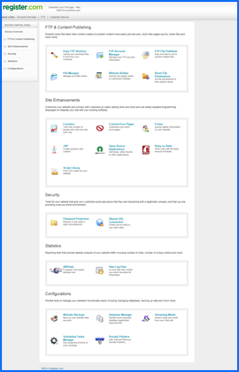 Screenshot of Register.com Control Panel. Click to enlarge.
