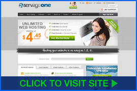 Screenshot of Servage One Hosting homepage. Click image to visit site.