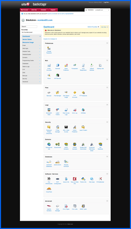 Screenshot of Site5 cPanel. Click to enlarge.