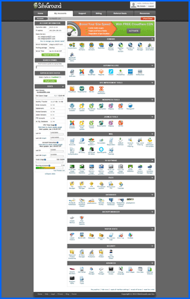 Imagen de pantalla del panel de control cPanel de SiteGround. Haga clic para ampliar.