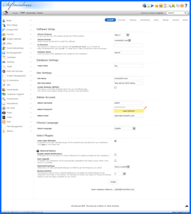 Softaculous WordPress installation interface. Haga clic para ampliar.