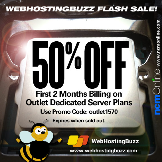 WebHostingBuzz 50% Discount on first two months of Outlet Dedicated Servers.