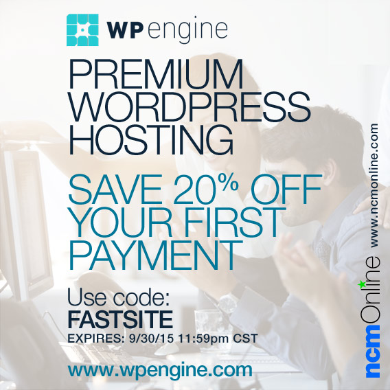 Click for 20% off your first payment for WP Engine Premium WordPress Hosting.