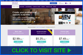 Screenshot of Yahoo Hosting homepage. Click image to visit site.